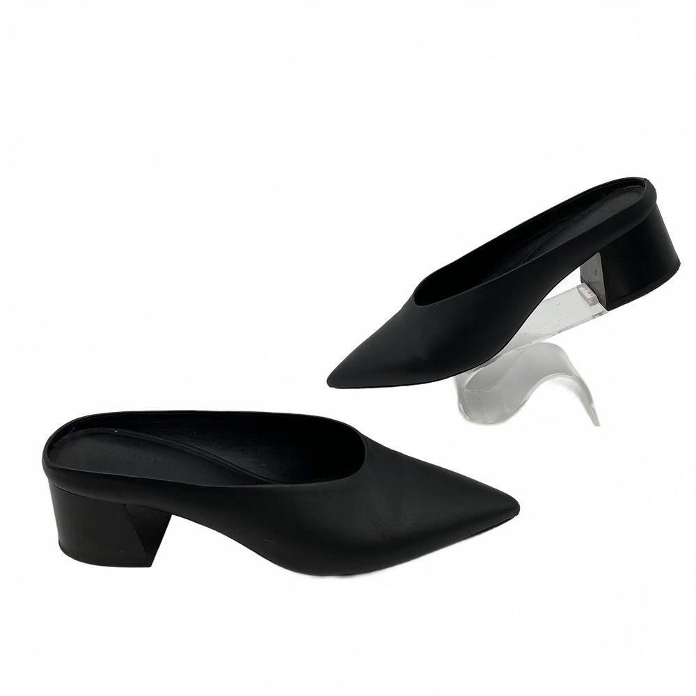 Vince Black Leather Mule Heel | Pointed Toe, Women’s US8